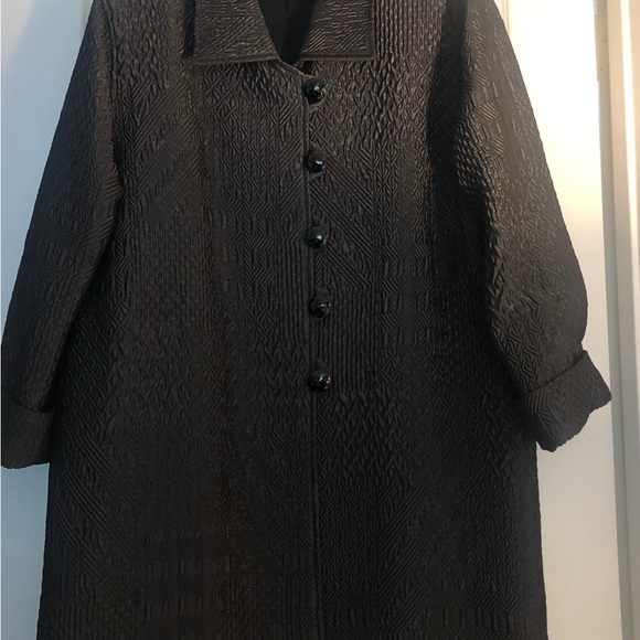 Caroline Rose Beautiful Black Button Coat - Picture 2 of 10